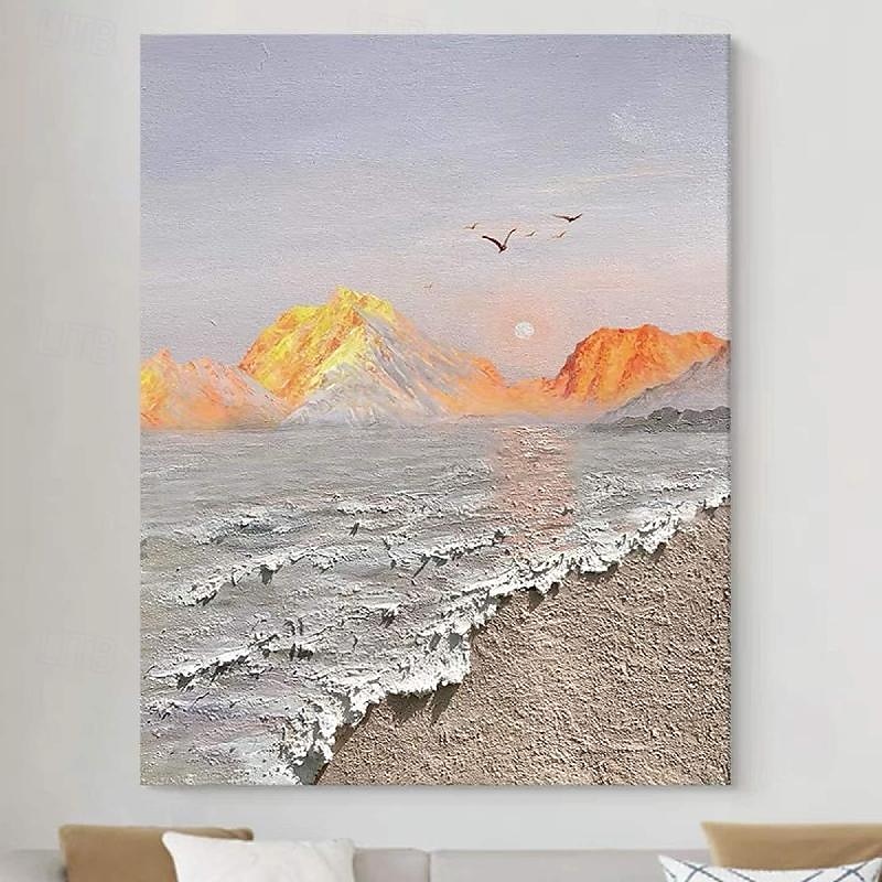 peint à la main 3d minimalisme peinture sur toile abstraite fait à la main art de vague tonale texturé montagne mer peinture art mural wabi-sabi art mural peinture pour salon peinture décoration de de 2025 ? $125.99 –P6