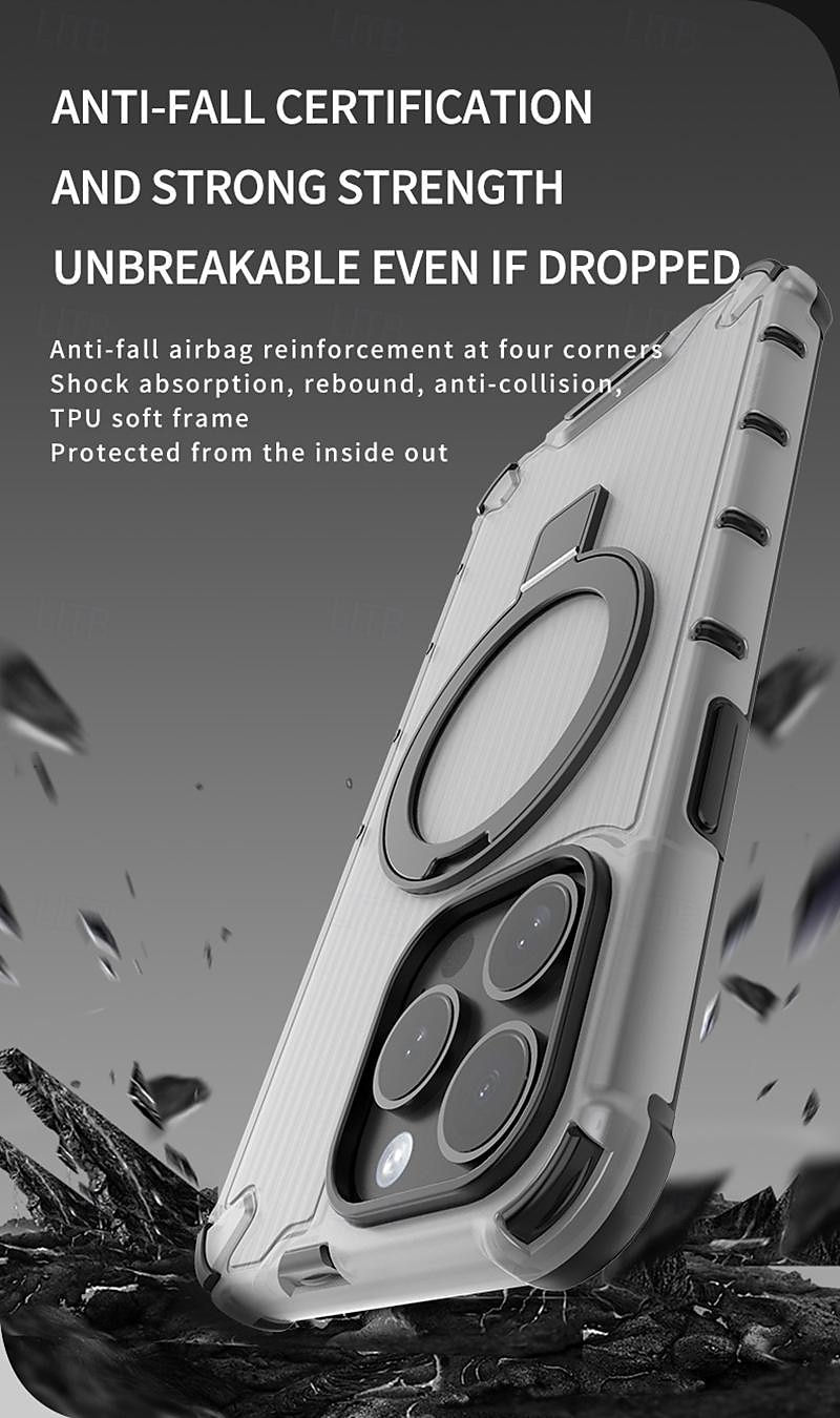 Phone Case For iPhone 16 iPhone 15 Pro Max Plus iPhone 14 13 12 11 Pro Max Plus Back Cover with Stand Holder Support Wireless Charging Shockproof TPU PC 2025 - $18.99 –P8