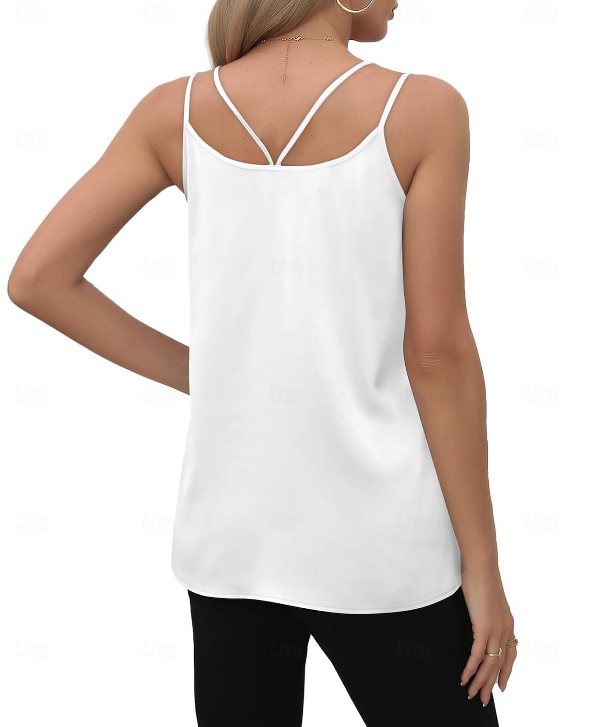 Damen Cami Tank Top Lässig Ärmellos Reguläre Tops V-Ausschnitt Urlaub Täglich Weiß Wein Grün Beige Sommer 2025 - $22.99 –P16