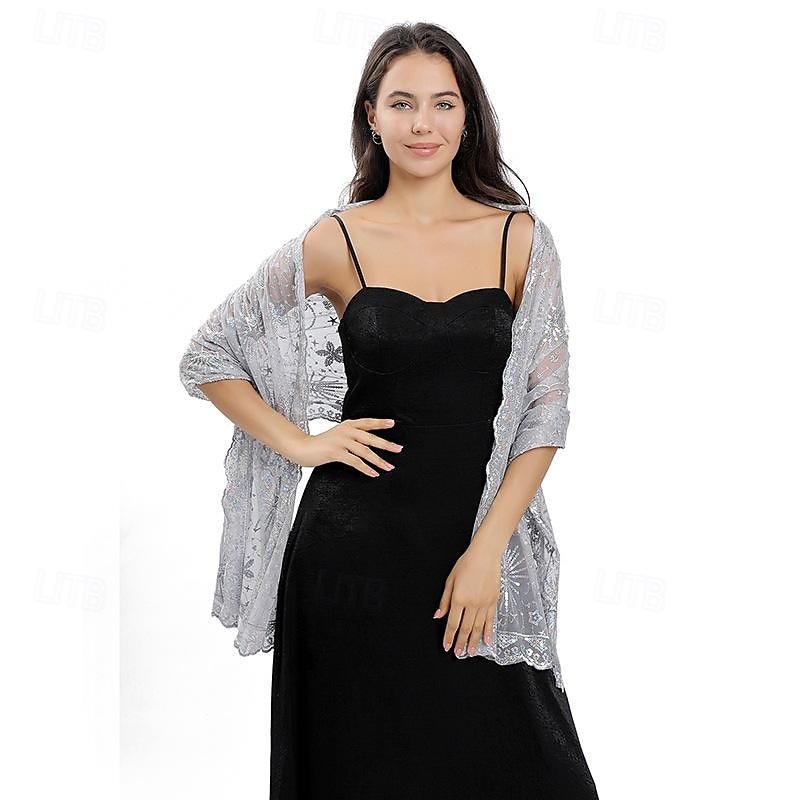 Shawls Women's Wrap Elegant Bridal Sleeveless Chiffon Wedding Wraps With Sequin For Party Spring & Summer 2025 - $22.99 –P2