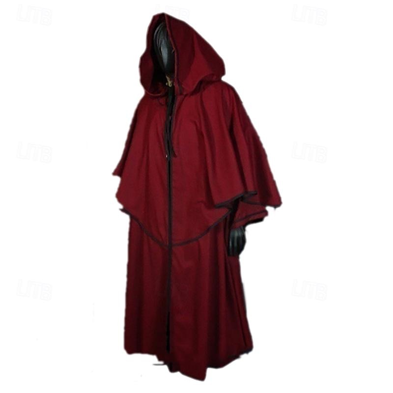 Retro Antiguo Punk y gótico Medieval capa con capucha Chales Feria del Renacimiento Ranger élfico Color sólido Hombre Mujer Vikingo Fantasía Víspera de Todos los Santos Carnaval Mascarada Fiesta 2025 - $41.99 –P6