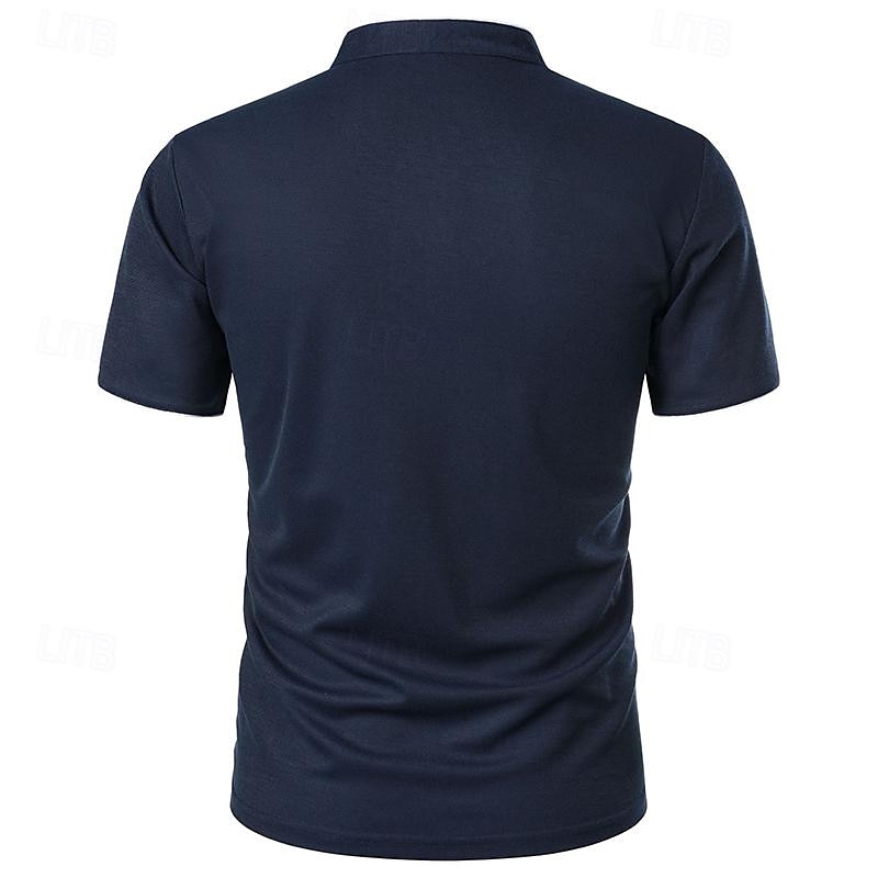 Men's Golf Shirt Golf Polo Work Casual Stand Collar Short Sleeve Basic Modern Color Block Patchwork Button Spring & Summer Regular Fit Wine Pink Navy Blue Green Golf Shirt 2025 - $12.99 –P3