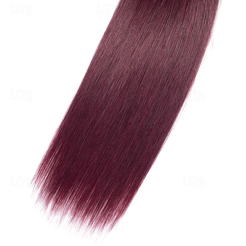 vin rouge # 99j remy cheveux humains tisser 12-30 pouces de long soyeux droite non transformés vierges brésiliens extensions de trame de cheveux pour les femmes 3pcs de 2025 ? $132.99 –P11