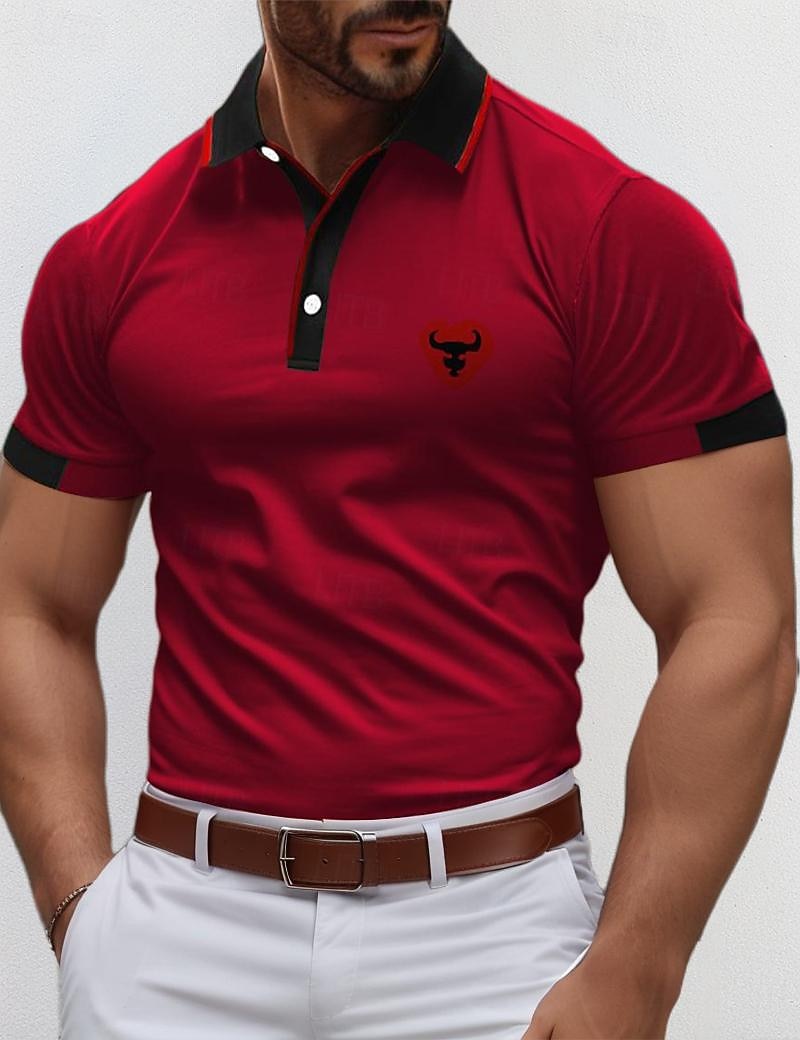 Hombre Camisetas polo Camiseta de golf Casual Deportes Cuello polo acanalado Manga Corta Moda Básico Bloque de color Vaca Retazos Bordado Verano Ajuste regular Amarillo Rojo Azul Piscina Verde Trébol 2026 - $7.99 –P1