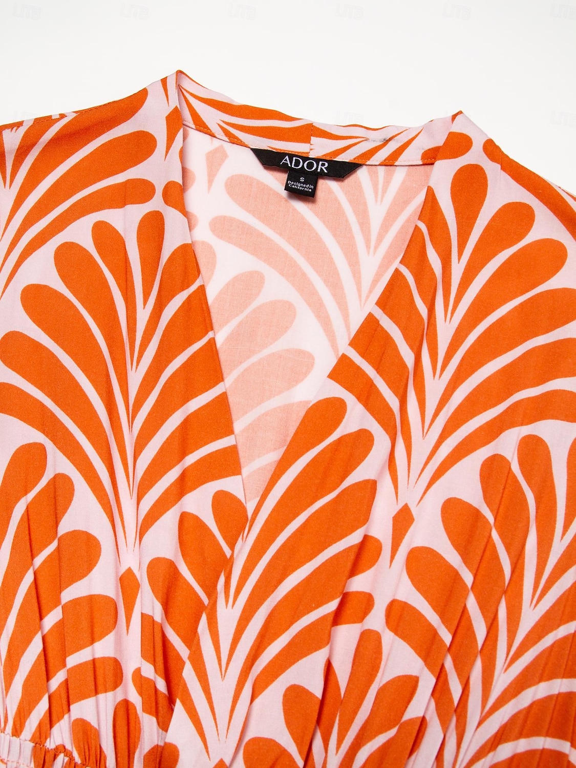 Damen Midi-Kleid Maxikleid Orange Kurzarm Geometrisch Mit Gürtel Frühling & Sommer V Ausschnitt Musterkleid S M L 2025 - $16.69 –P10