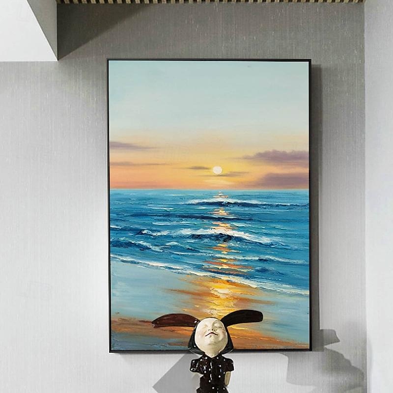 Ozean Gemälde handgemachte Sonnenaufgang Ozean Gemälde große Leinwand Küste Gemälde Meer Landschaft Gemälde Palette Leben Meereslandschaft Ölgemälde Schlafzimmer Gemälde Wohnkultur Weihnachtsgeschenk 2025 - $125.99 –P6