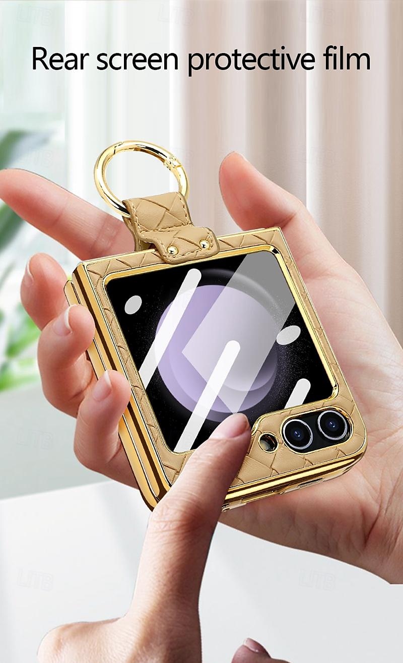 Phone Case For Samsung Galaxy Z Flip 6 Z Flip 5 Z Flip 4 Z Flip 3 Back Cover with Screen Protector Ring Holder Shockproof Retro TPU Metal PU Leather 2025 - $28.99 –P8