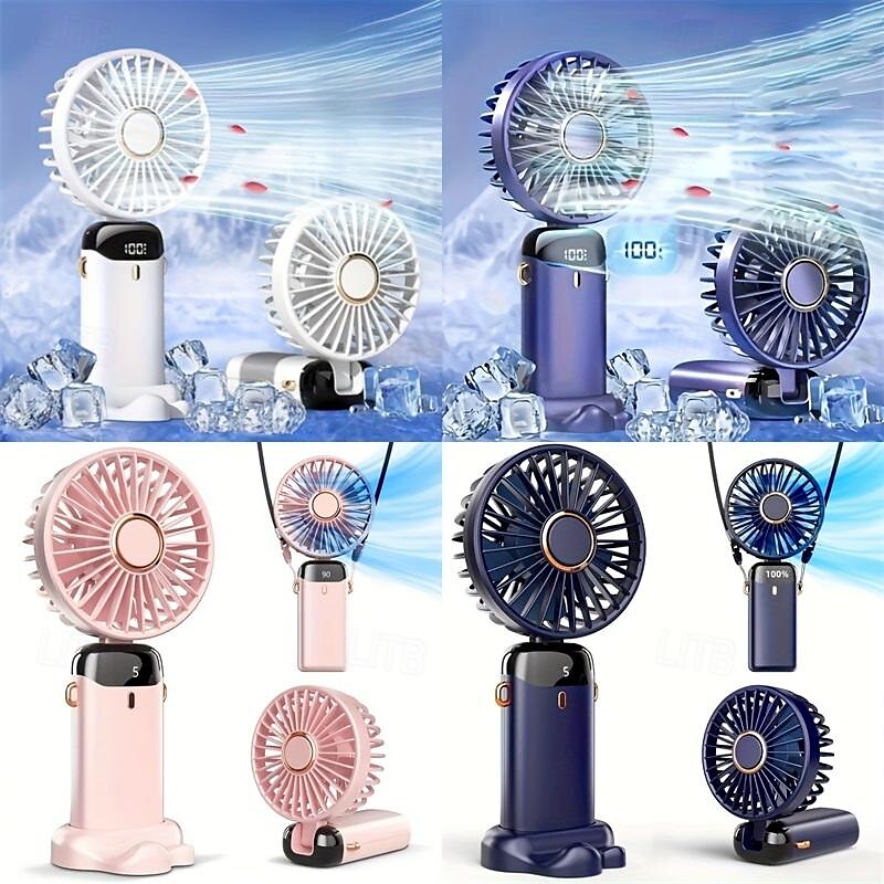 Foldable Personal Mini Fan – USB Rechargeable Handheld Fan with LED Display and 5 Speeds, for Home Office Travel Camping 2025 - $19.99 –P8
