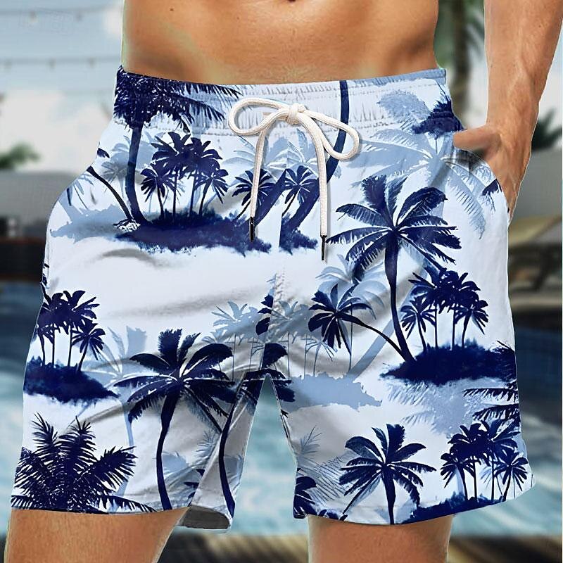 Herren Blatt Kokospalme Pflanzen Badeshorts Boardshorts Mittlere Taille Mode Streetwear Designer Lässig Täglich Ferien Tasche Kordelzug Elastischer Bund Designer Bekleidung 2025 - $19.99 –P1