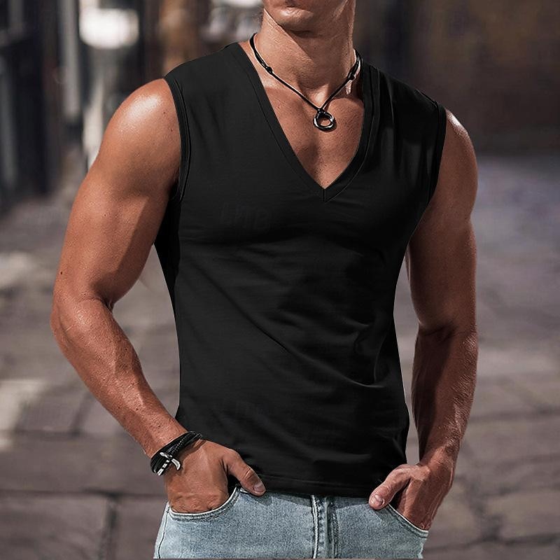 Per uomo Canotta Gilet Canottiera Maglietta senza maniche Senza Maniche Scollo a V Estate Semplice Moda Classico Confortevole Streetwear Casuale Sportivo Nero Bianco Blu reale Maglietta Top per Uomo del 2025 a $15.49 –P3