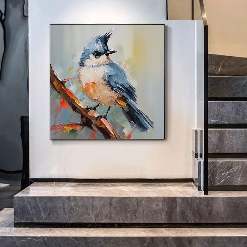 Handmade Abstract Deer Oil Painting on Canvas Textured Wall Art Animal Painting Textured Deer Painting Abstract Wall Art Textured Bird parrots oil painting for Wall Decor Gift 2025 - $108.99 –P3