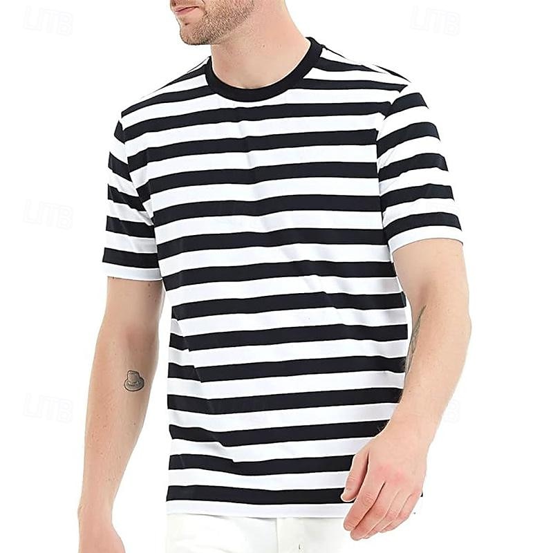 Herr T-shirt T-shirts Kortärmad tröja T-tröja Kortärmad Rund hals Vår & sommar Randig Mode Designer Grundläggande Semester Gata Utekväll Svart Gul Rubinrött Topp t-shirt för män 2025 - $11.99 –P8