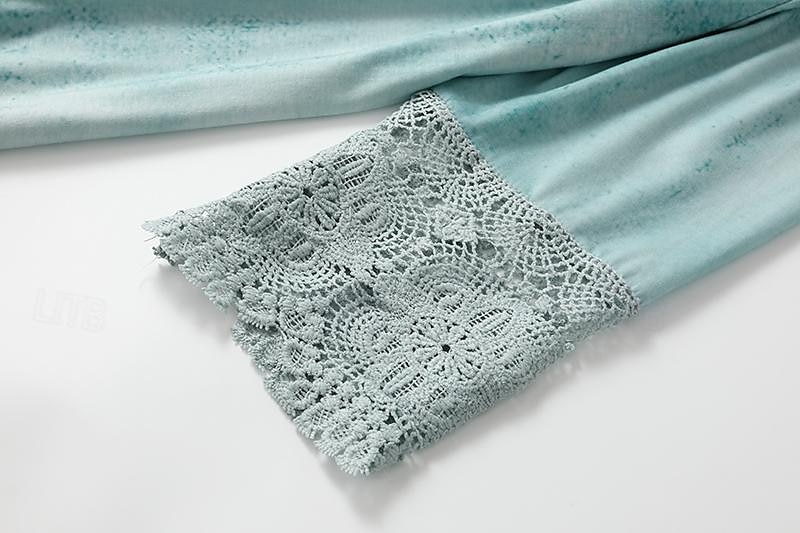 Women's Casual Dress Boho Lace Detail V-neck Three Quarter Sleeve Vintage Pattern Relaxed Fit Beige Tan Linen Blend Spring Autumn Regular Size Outdoor Daywear 2025 - $35.99 –P3