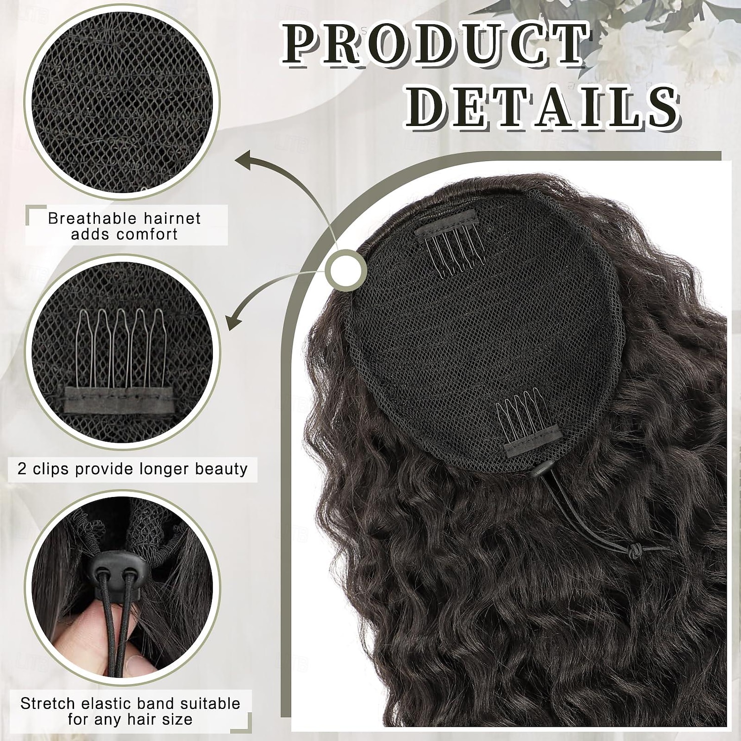 Extensão de rabo de cavalo encaracolado com cordão para mulheres negras marrom preto clipe encaracolado em extensões de cabelo Extensão de rabo de cavalo de 18 polegadas peruca sintética para festa de 2025 por $12.99 –P4
