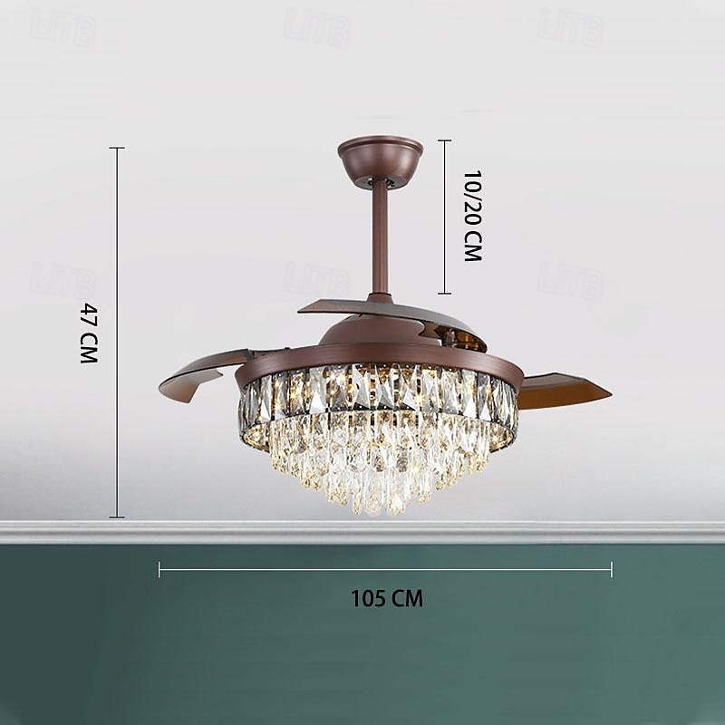 42" Modern Crystal Chandelier Ceiling Fan LED Light Retractable Blades with Remote 2025 - $478.19 –P1