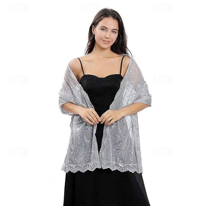 Shawls Women's Wrap Elegant Bridal Sleeveless Chiffon Wedding Wraps With Sequin For Party Spring & Summer 2025 - $22.99 –P6