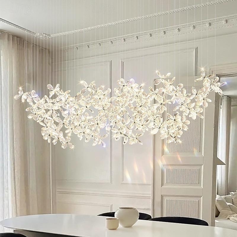 Lustre led branco quente 100cm 8 luzes design exclusivo lustre de flor de cristal restaurante luxo arte italiana bar ilha candeeiros de mesa criativo metal sala de jantar 110-240v de 2026 por $593.19 –P8