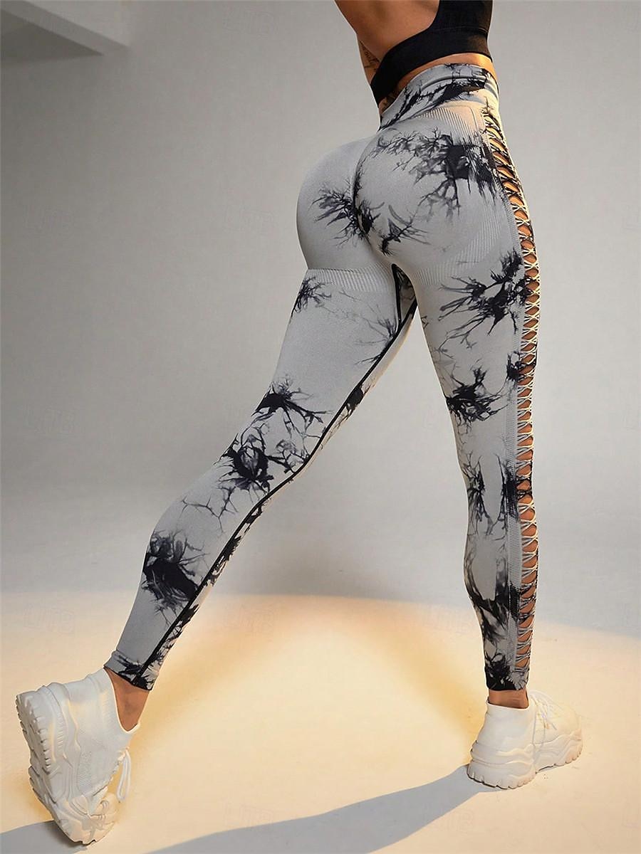 Mujer Pantalones de yoga Mallas Leggings de Yoga Cortado Alta cintura Yoga Entrenamiento de gimnasio Pilates Mallas Leggings Tie-dye Negro Gris oscuro Verde Deportes Ropa de Deporte Elástico Delgado 2025 - $21.99 –P2