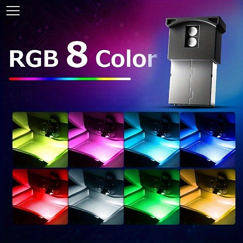 1 st mini usb led ljus, bil interiör led rgb belysning 5v smart usb led atmosfär ljus laptop dekoration nattlampa justerbar ljusstyrka 8 färger 2025 - $12.99 –P2