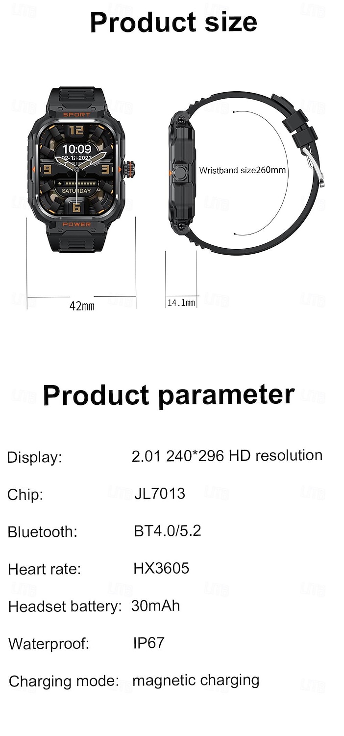 iMosi GT55 Smart Watch 2.01 inch Smartwatch Fitness Running Watch Bluetooth Pedometer Call Reminder Sedentary Reminder Compatible with Android iOS Unisex Long Standby Hands-Free Calls Waterproof IP 67 2026 - $85.99 –P17