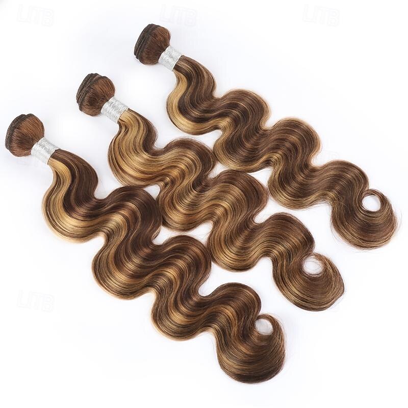 korostaa ihmisen hiuksia p4/27 body wave nippu 3 nippua 300g hiustenpidennykset 2025 - $158.99 –P1