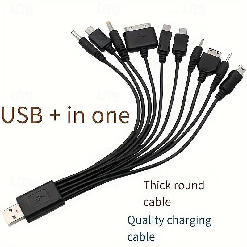 2025年 ドラッグテンデータケーブル、携帯電話USB10、キャンプライト1個、充電トレジャー、10イン1充電ケーブル  コレクション – $11.99 –P1