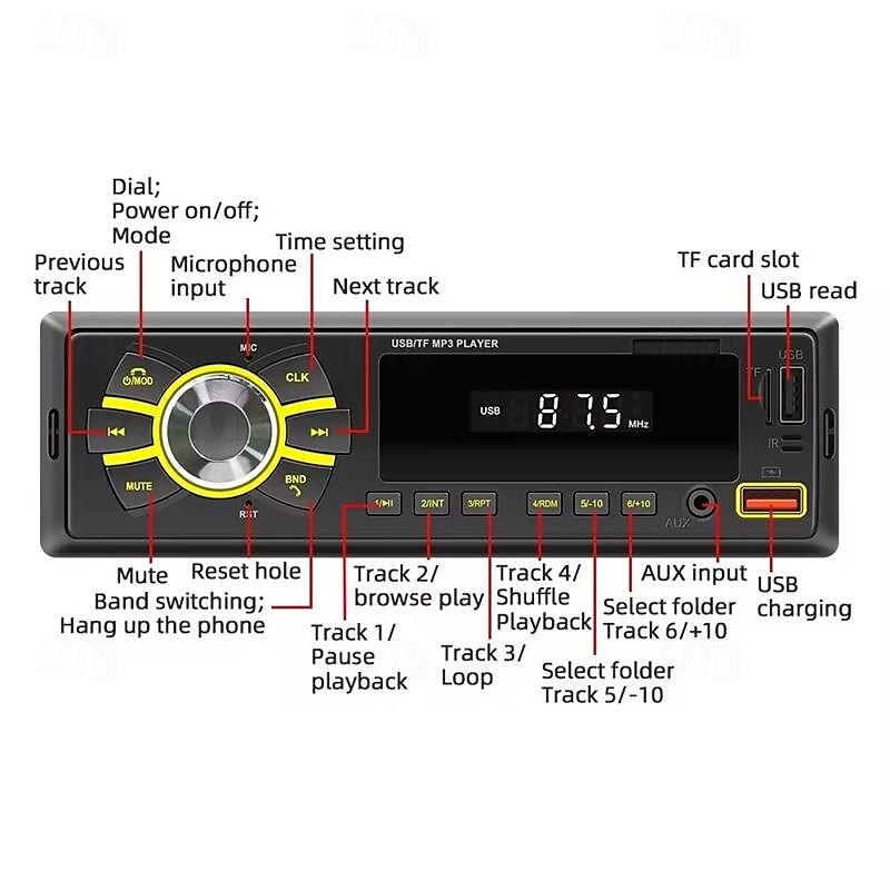Car Radio Stereo Player Digital Bluetooth MP3 Player 60Wx4 FM Audio Stereo Music USB/SD with In Dash AUX Input 2025 - $35.99 –P4