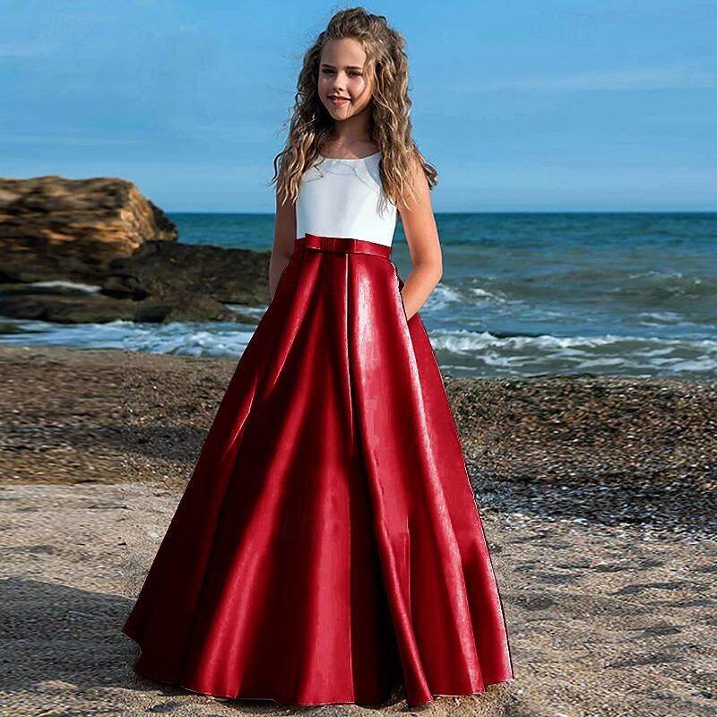 kinderkleidung Mädchen Party Kleid Feste Farbe Ärmellos Leistung Gitter Prinzessin Süß Gitter Mitte der Wade Etuikleid Tüll-Kleid Sommer Frühling Herbst 2-12 Jahre Schwarz Weiß Champagner 2025 - $60.99 –P3