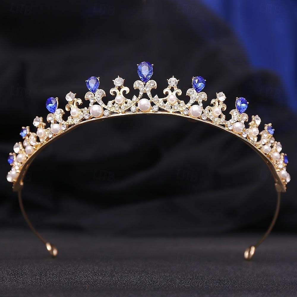 2025年 クラウンティアラ ヘッドバンド ヘッドピース 人造真珠 ラインストーン 結婚式 カクテル エレガント ぜいたく と ラインストーン 人造真珠 かぶと 帽子  コレクション – $11.99 –P4