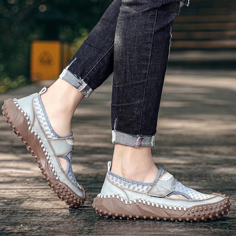 Homens Sandálias sapatos feitos à mão Caminhada Casual Ao ar livre Férias Praia Com Transparência Respirável Confortável Antiderrapante Sem Atacadores Preto Marron Bege Primavera Outono de 2025 por $49.99 -P20
