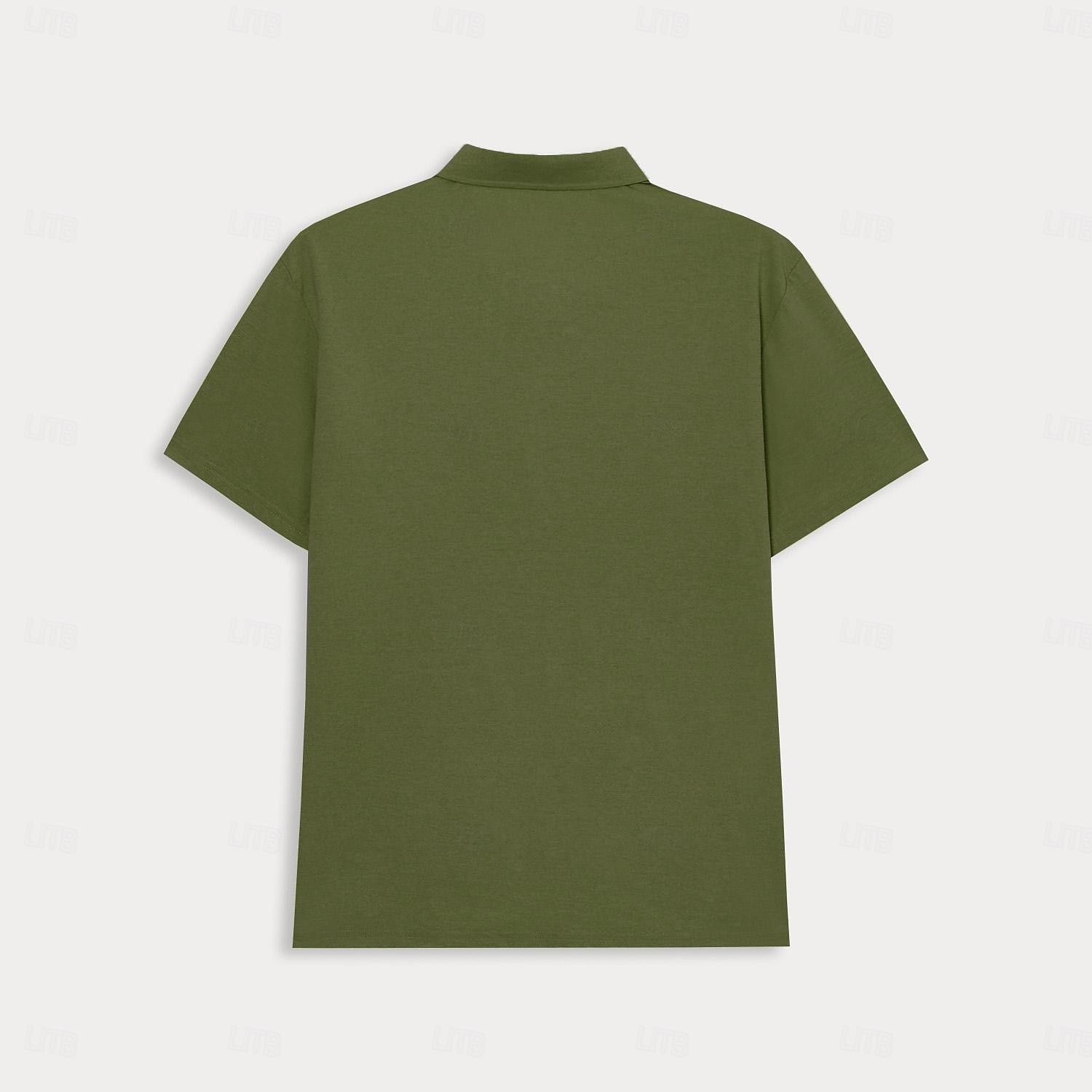 Poloshirt für Herren, Business, Freizeit, Revers, Kurzarm, modern, formell, einfarbig, Knopfleiste, Sommer, Marineblau, Blau, Grün 2025 - $23.99 –P5