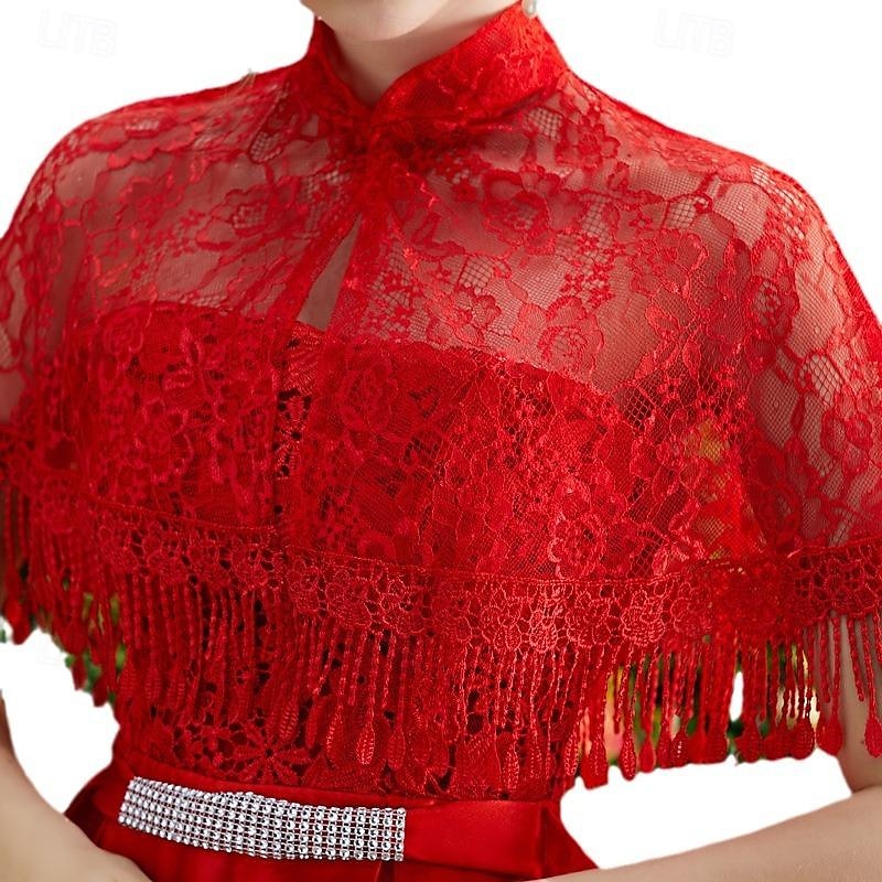 Damesomslag Cape Elegant Bruids Halve mouw Polyester Bruiloftsomslagen Met Pure Kleur Voor Feest Lente zomer 2025 - $20.99 -P5