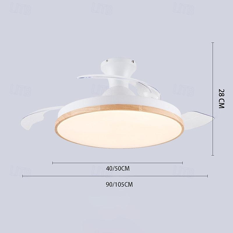 2026年 LED シーリングファン 90/105cm 1 ライト 調光可能 塗装仕上げ 金属アクリル モダン コンテンポラリー スタイル 寝室 ダイニングルーム リモコンで調光可能  コレクション – $352.79 –P6