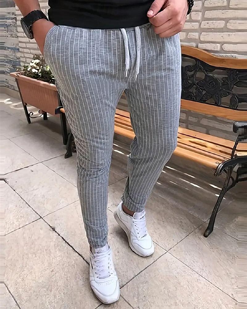 Homens Calças Calça verão Calça casual Bolsos Com Cordão Cintura elástica Listra Conforto Trabalho O negócio Diário Moda Estilo Clássico Preto Azul Real Micro-Elástica de 2025 por $25.99 –P1