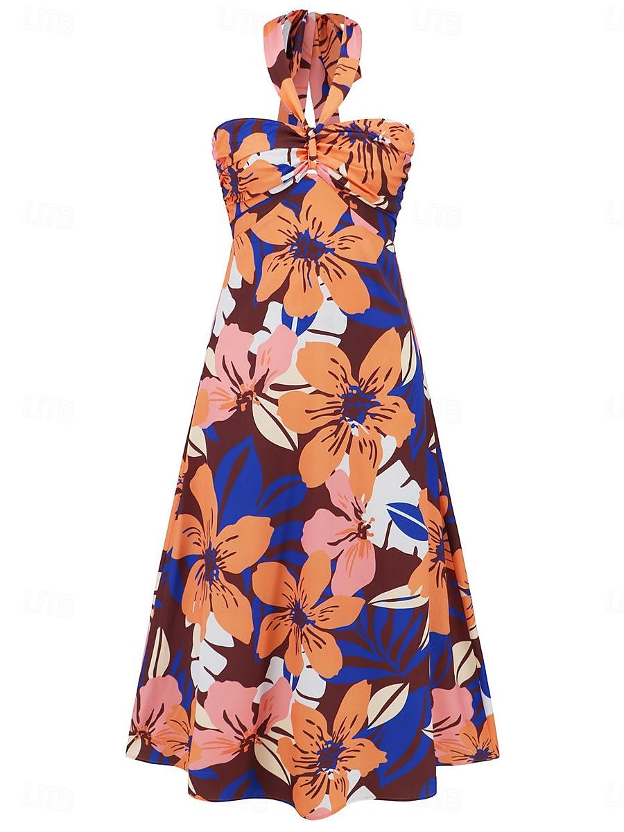 Femme robe longue Robe casual Robe Évasée Robe Trapèze Robe d'été mode Décontractées Vacances du quotidien Rendez-vous Standard Floral Feuille Sans Manches Dos nu Rouge Violet Orange Vert Eté de 2025 ? $46.99 –P4
