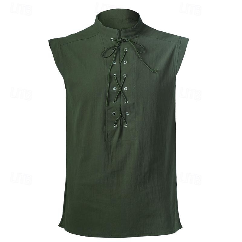 Medieval Renascentist secolul al 17-lea Cămașă Tunică Cavaler Viching Cavaler celtic Ranger elfică Cordon Culoare solidă Costume de fancy Bărbați Pirat Halloween Carnaval Casual Purtare Zilnic 2026 - $27.99 –P10