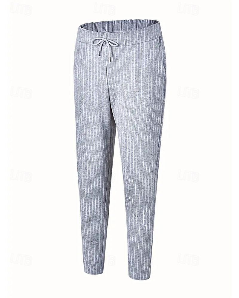 Homens Calças Calça verão Calça casual Bolsos Com Cordão Cintura elástica Listra Conforto Trabalho O negócio Diário Moda Estilo Clássico Preto Azul Real Micro-Elástica de 2025 por $25.99 –P3