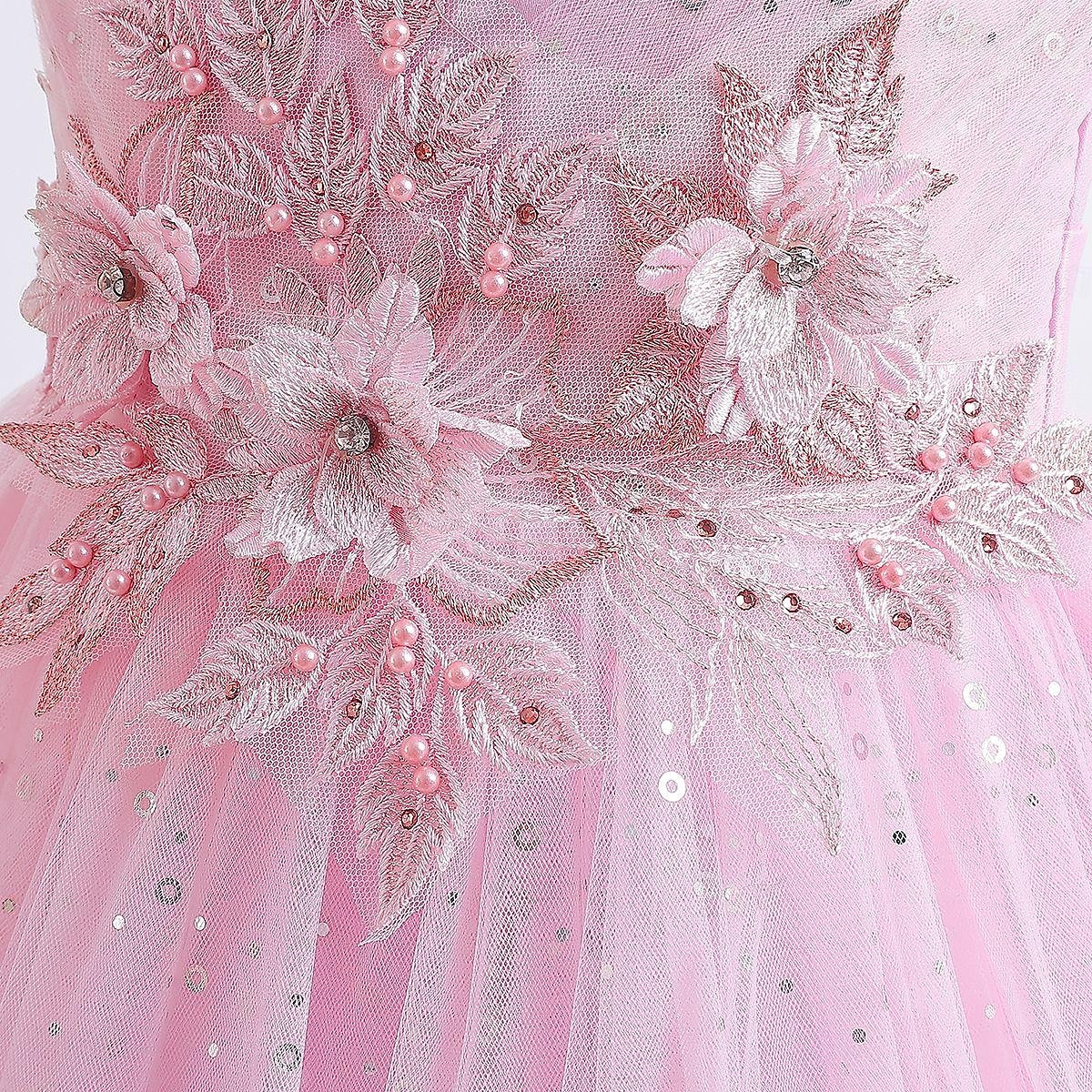 Děti Dívčí Květinové dívčí šaty Šaty Šaty na párty Pevná barva Bez rukávů Výkon Svatební Párty Výšivka Princeznovské Sladký Polyester Maxi Áčkové šaty Léto Jaro 3-13 let Světlá růžová Námořnická modř 2025 - $33.99 –P5