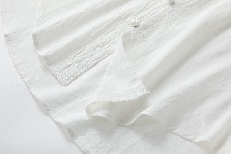 Da uomo Camicia Camicia di lino Camicia con colletto cinese Camicia con colletto alla coreana Camicia casual Camicia con Bottoni Semplice Casuale Quotidiano Nero Bianco Rosa Vino Manica Lunga del 2026 a $27.99 –P11