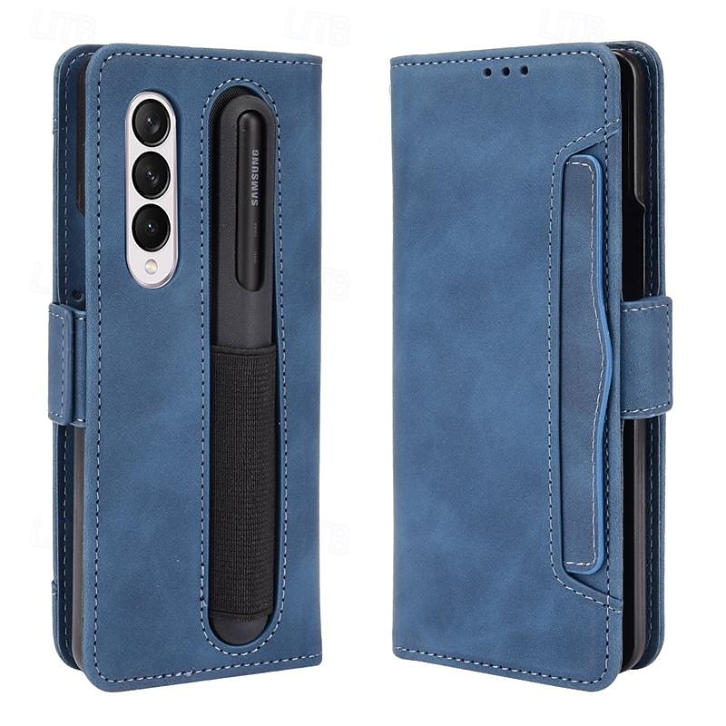 Phone Case For Samsung Galaxy Z Fold 5 Z Fold 4 Z Fold 3 Wallet Case Kickstand with Pen Slot Holder Card Slot Retro TPU PU Leather 2025 - $16.99 –P12