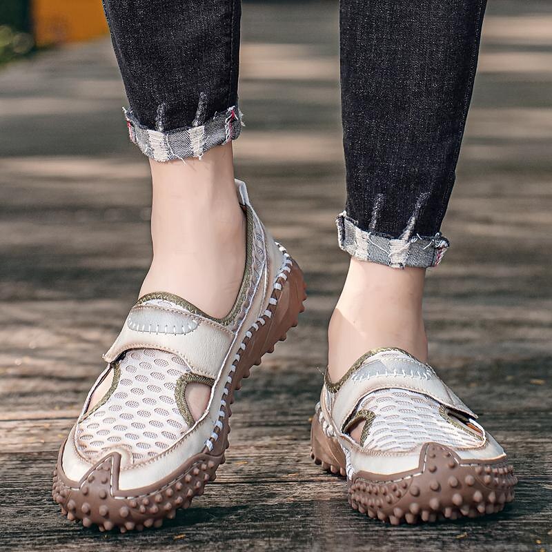 Homens Sandálias sapatos feitos à mão Caminhada Casual Ao ar livre Férias Praia Com Transparência Respirável Confortável Antiderrapante Sem Atacadores Preto Marron Bege Primavera Outono de 2025 por $49.99 -P6