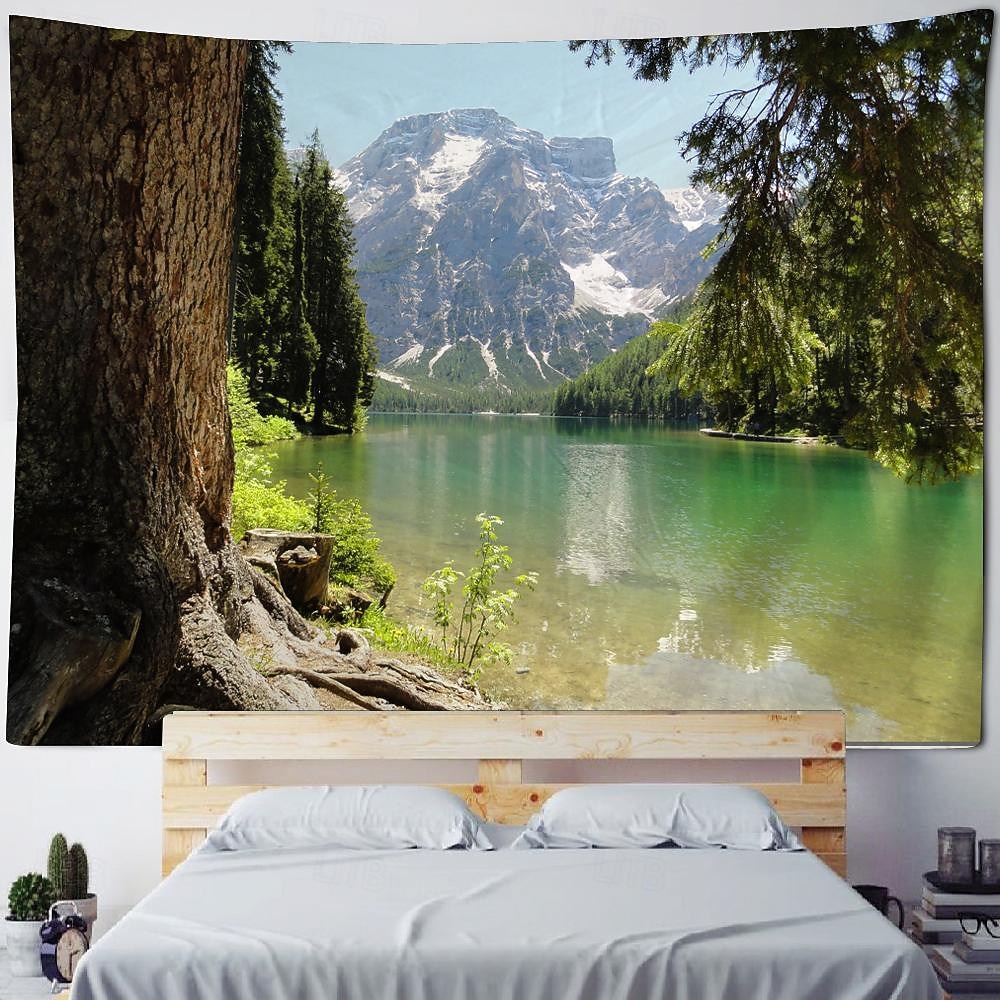 Tapiz colgante de paisaje natural de río de montaña, arte de pared, tapiz grande, decoración mural, fotografía, telón de fondo, manta, cortina, hogar, dormitorio, sala de estar 2026 - $20.99 –P10