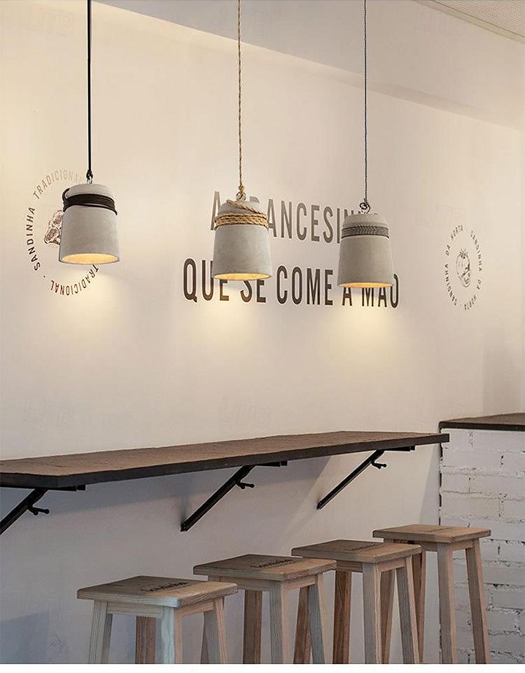 Industry Concrete Pendant Light in Gray Finish, E27 Bell Shape Shade Industrial Hanging Chandelier, Mini Cement Hanging Lighting Fixture, for Kitchen Island Dining Living Room Bedroom 2025 - $152.99 –P3