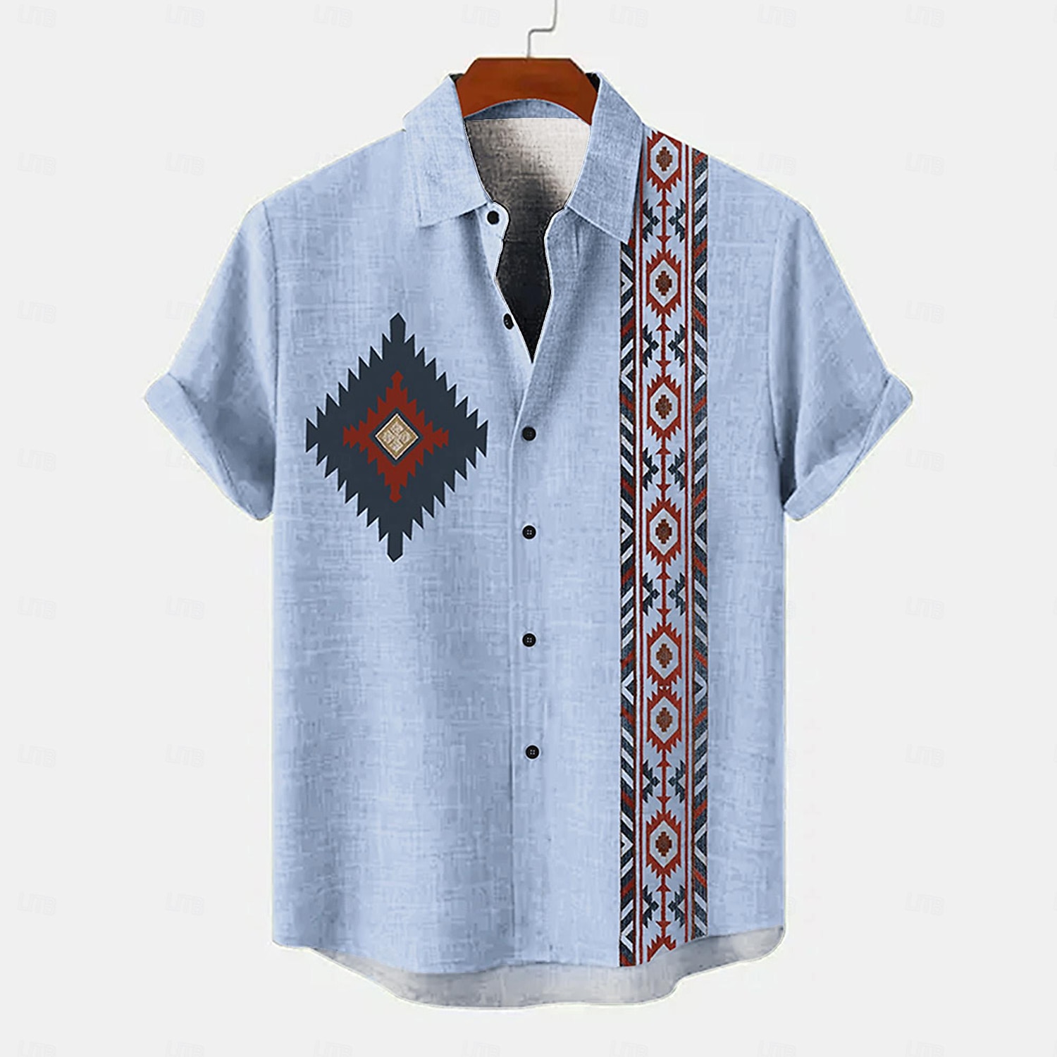 Męskie Koszula lniana koszula koszule w stylu retro Koszula w stylu vintage Koszula etniczna Codzienny Niebieski Khaki Krótki rękaw Wieczorne Lato Wiosna Odzież 2025 - $26.99 –P4