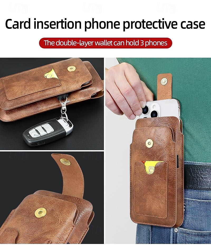 Men Cellphone Loop Holster Case Belt Waist Bag Props PU Leather Purse Phone Wallet Vintage Belt Mobile Phone Protective Sheath 2026 - $18.99 –P2