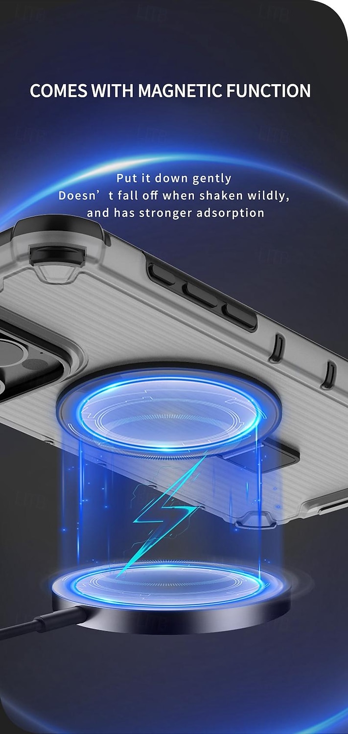 Phone Case For iPhone 16 iPhone 15 Pro Max Plus iPhone 14 13 12 11 Pro Max Plus Back Cover with Stand Holder Support Wireless Charging Shockproof TPU PC 2025 - $18.99 –P7