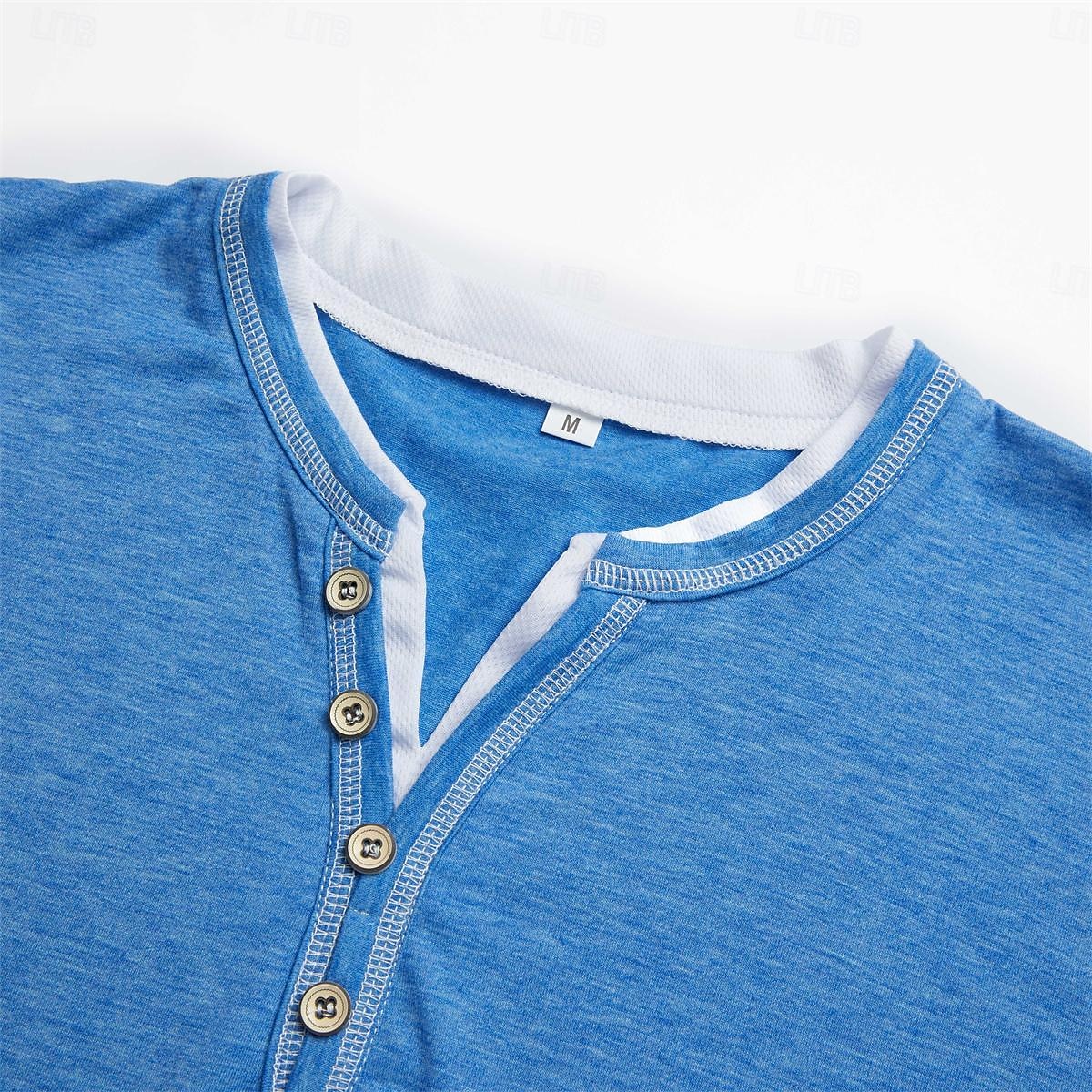 Pánské Tričko Tričko Henley Tričko Top Bez vzoru Henley ulice Dovolená Krátké rukávy Oblečení Módní Designové Základní 2025 - $18.99 -P3