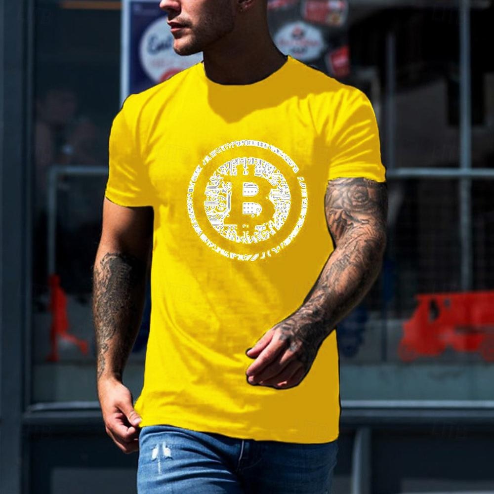 Mens Bitcoin Crypto Graphic T-Shirt, Short Sleeve Blockchain Circuit Board  Design 2025 - SGD S$17.39