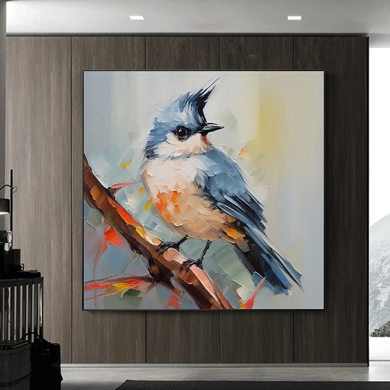 Handmade Abstract Deer Oil Painting on Canvas Textured Wall Art Animal Painting Textured Deer Painting Abstract Wall Art Textured Bird parrots oil painting for Wall Decor Gift 2025 - $108.99 –P4