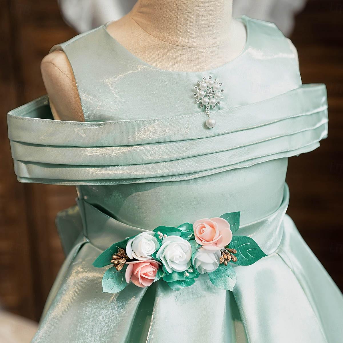 Děti Dívčí Šaty Šaty na párty Pevná barva Bez rukávů Výkon Zvláštní příležitosti Nabírané šaty Denní Princeznovské Polyester Midi Bruslařské šaty Léto Jaro 2-12 let Více barev Světle zelená Světl 2025 - $26.99 –P10